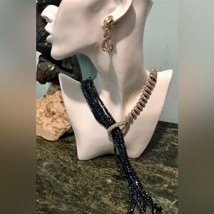 Heidi Daus “ Nightlife Sizzle” Elegant Blue Swarovski Crystal Jewelry Set